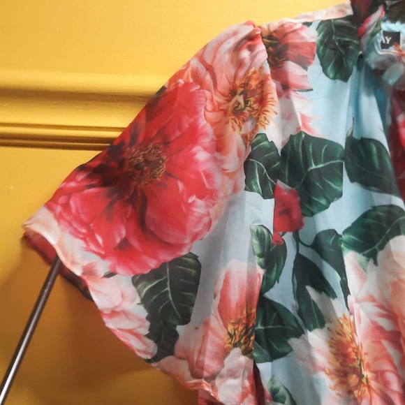 Lai Meng Keinmay Five Cats Multicolored Floral short sleeve Midi dress Size 4 - Picture 3 of 8